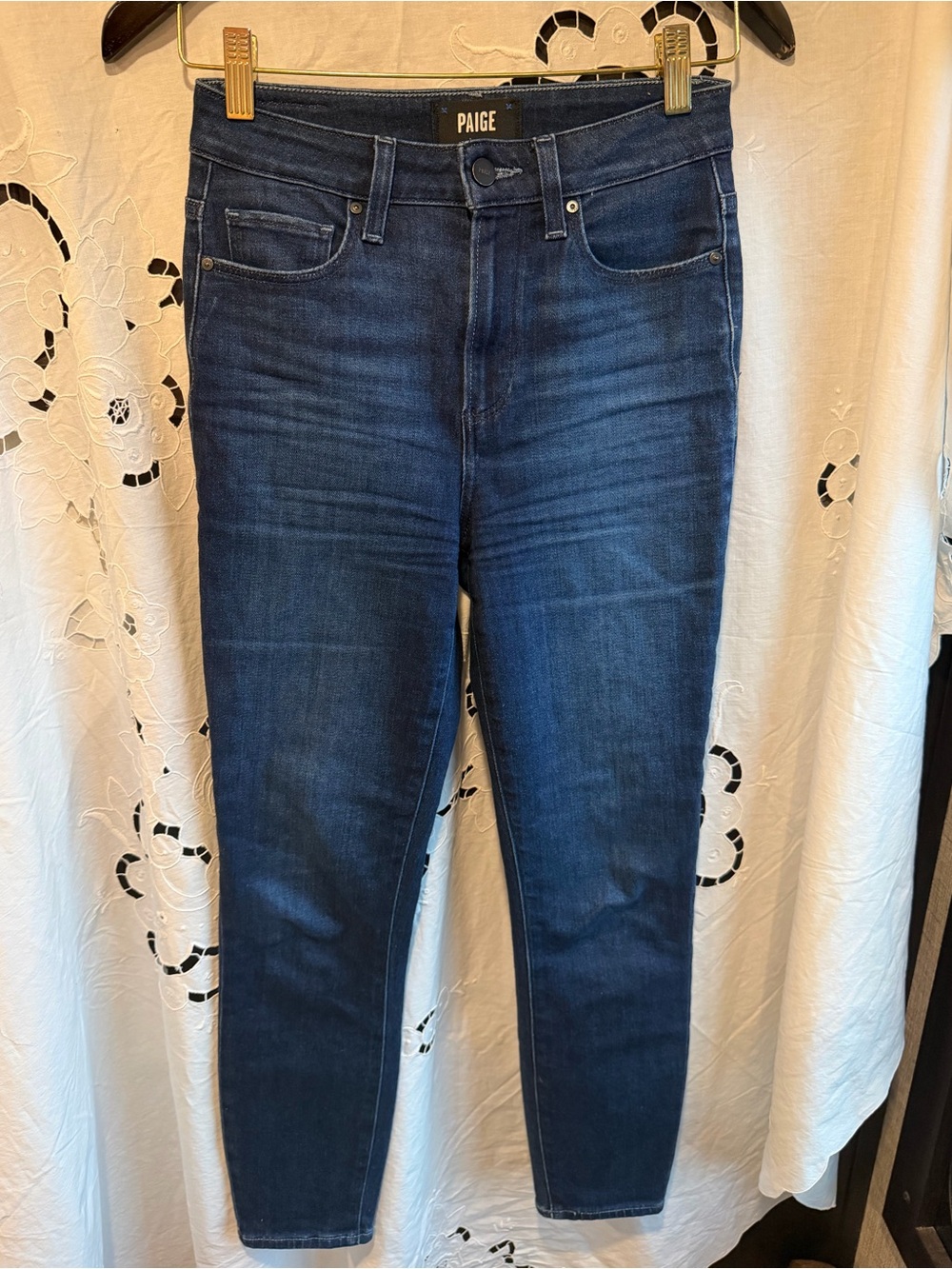 PAIGE Margot Crop Skinny Jeans Size 25 Ballad Dark Indigo High Rise Stretch Jean